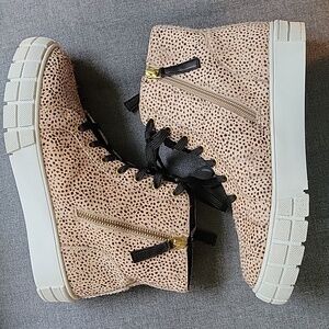 Linea Paolo Gio Leopard Calfhair Zip Hightops 7.5